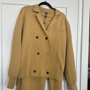 Knit Double-Breasted Blazer and Pant Set